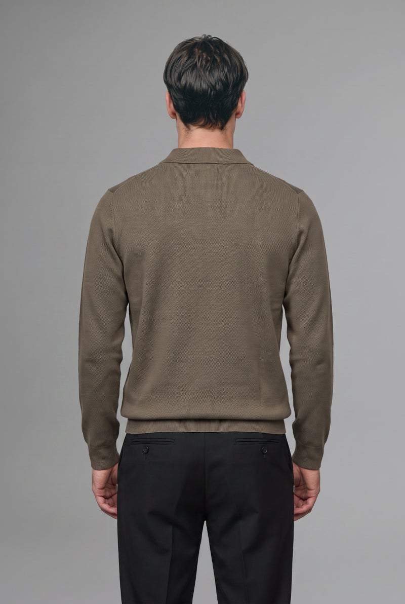 DeFacto Green Man Standard Fit Polo Collar Knitwear Pullover Casual - Image 5
