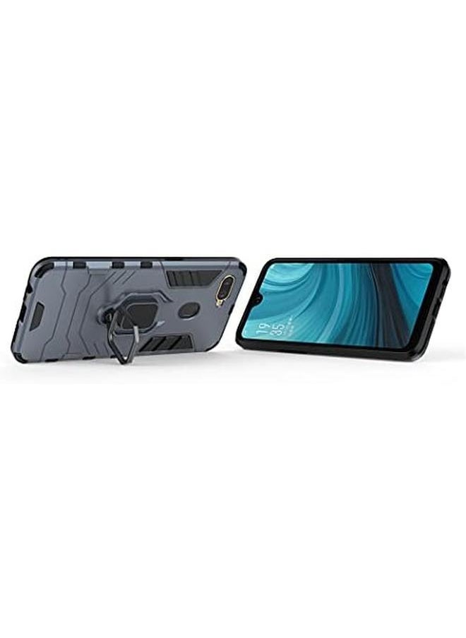 Compatible With Oppo A12 Oppo A7 Case Metal Ring Grip Kickstand Shockproof Hard Bumper Works With Magnetic Car Mount Dual Layer Rugged Cover Navy Blue
