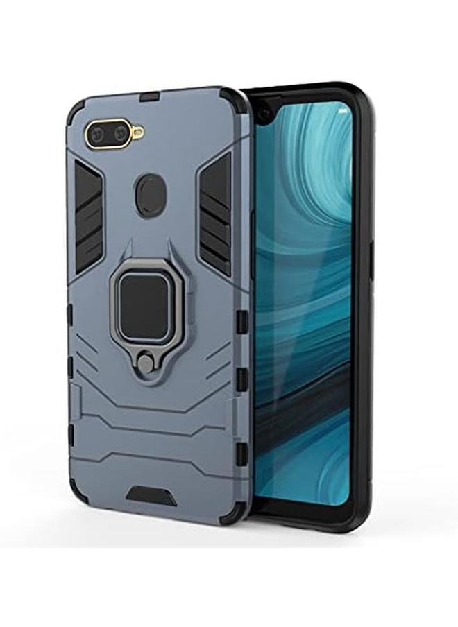Compatible With Oppo A12 Oppo A7 Case Metal Ring Grip Kickstand Shockproof Hard Bumper Works With Magnetic Car Mount Dual Layer Rugged Cover Navy Blue