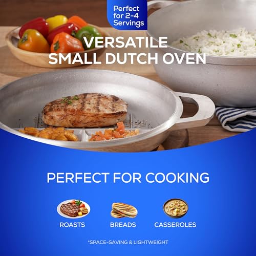 Universal 2-in-1 Caldero (9.4 inch/24 cm), Versatile Dutch Oven Pot with Lid, Premium Cast Aluminum with Dual-Function Lid for Searing Meats, Compact Pots for Stews & Rice - Image 5