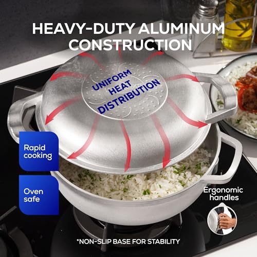 Universal 2-in-1 Caldero (9.4 inch/24 cm), Versatile Dutch Oven Pot with Lid, Premium Cast Aluminum with Dual-Function Lid for Searing Meats, Compact Pots for Stews & Rice - Image 3