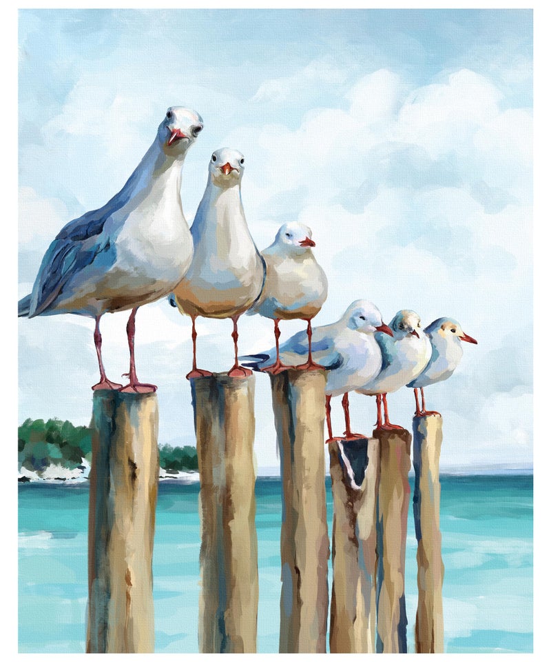SUMGAR Paint by Numbers Kit for Adults Beginner Ocean Beach Seagull Blue Sea Canvas Painting Easy DIY Acrylic Paint by Number Coastal Nautical Wall Art Craft Kit Gift 16x20 Inch Without Frame - Image 2