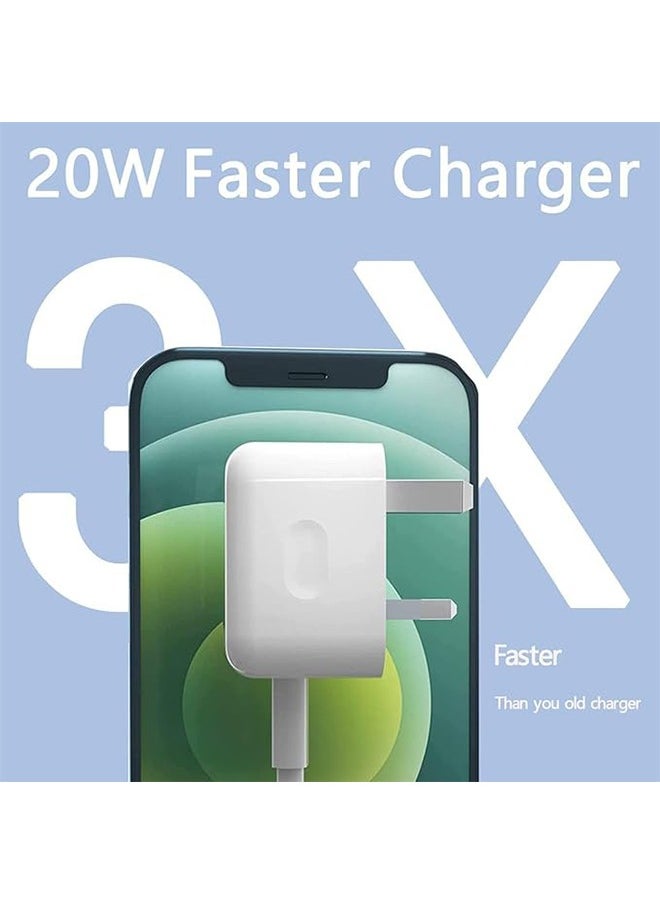 Ocean - iPhone 20W Fast Charger, 20W USB-C 3-Pin Power Adapter, USB C Wall Fast Charger Compatible with iPhone iPhone 16/15/14/13/12/SE2020/11/XR/XS Max/X Series, iPad, and Universal Travel Adapter, White - Image 1