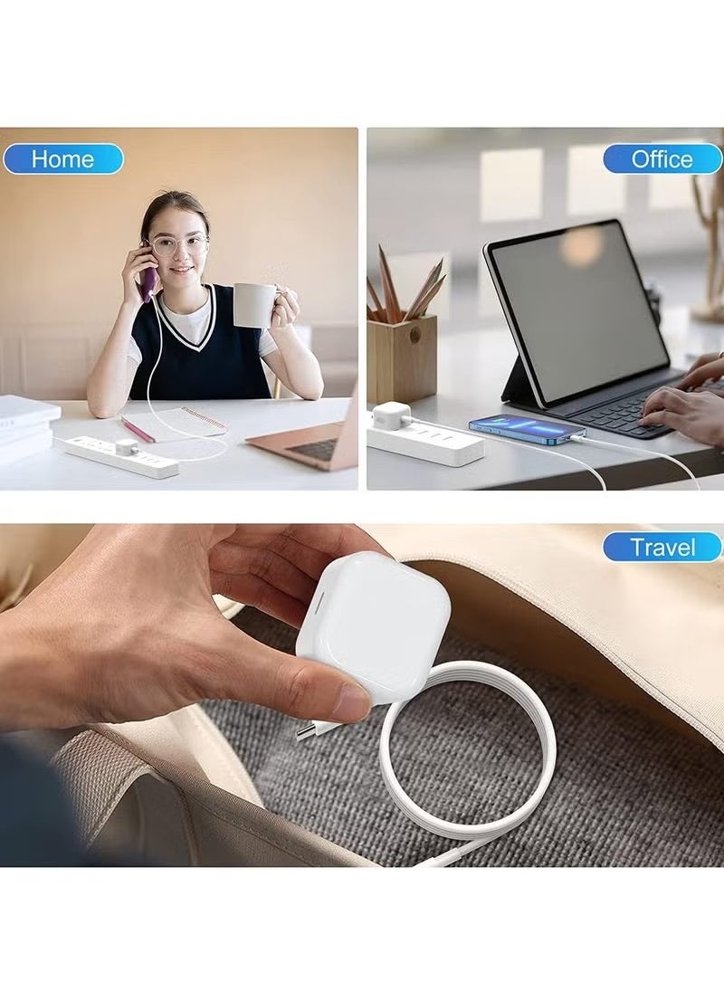 Ocean - iPhone 20W Fast Charger, 20W USB-C 3-Pin Power Adapter, USB C Wall Fast Charger Compatible with iPhone iPhone 16/15/14/13/12/SE2020/11/XR/XS Max/X Series, iPad, and Universal Travel Adapter, White - Image 1