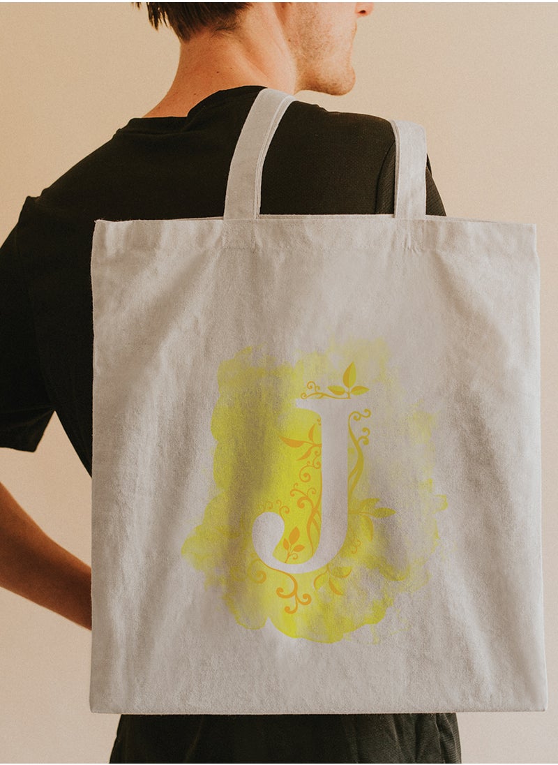 LOWHA - Polyester Tote Bag with Shoulder Straps and Letter J Pattern - Image 1