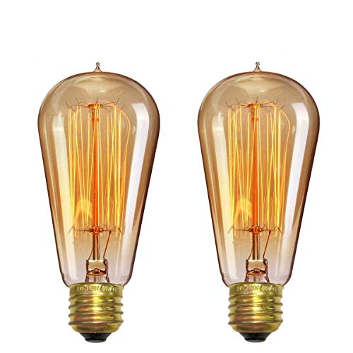 Groeien 40W Dimmable Industrial Pendant Filament Light Bulbs, 370 Lumens (Warm White Light Yellowish, 2.5" x 5.8") - Pack of 2 - Image 1