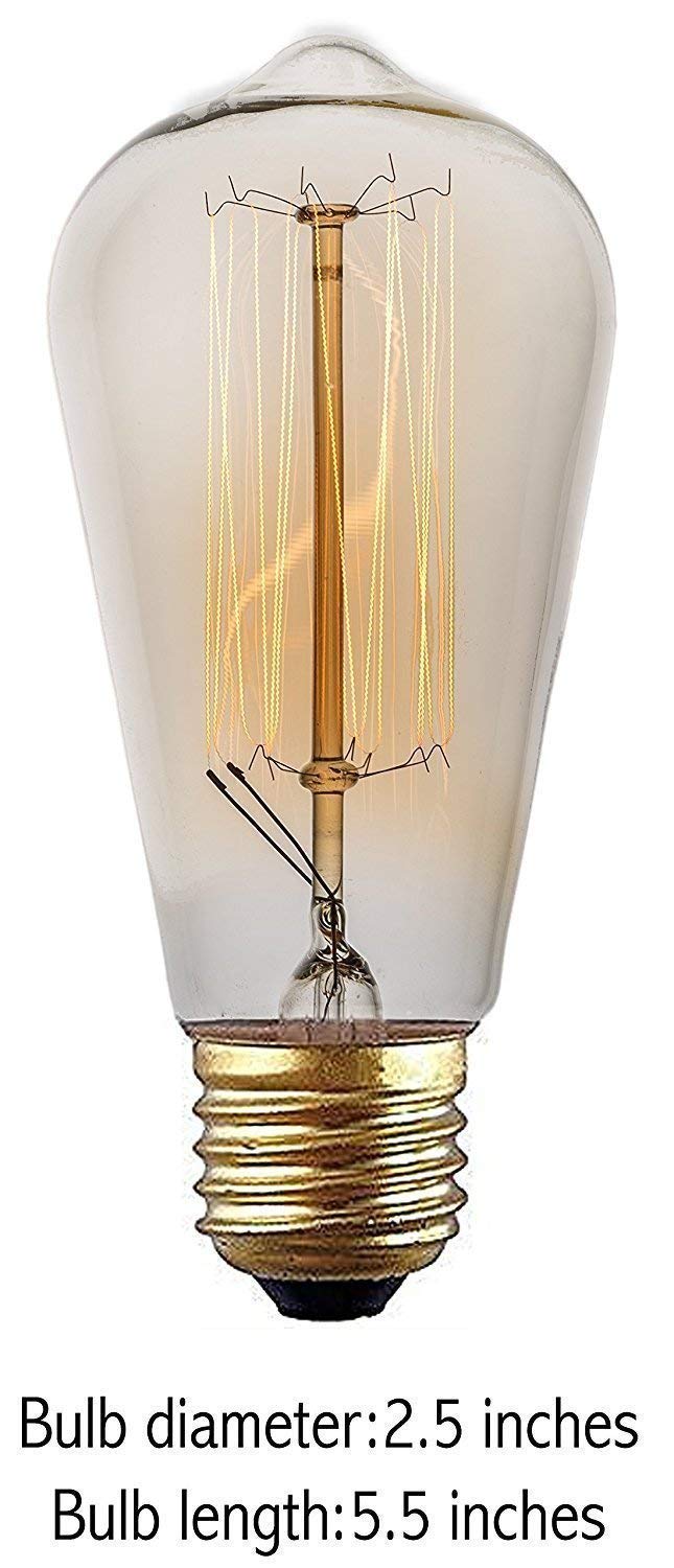 Groeien 40W Dimmable Industrial Pendant Filament Light Bulbs, 370 Lumens (Warm White Light Yellowish, 2.5" x 5.8") - Pack of 2 - Image 3