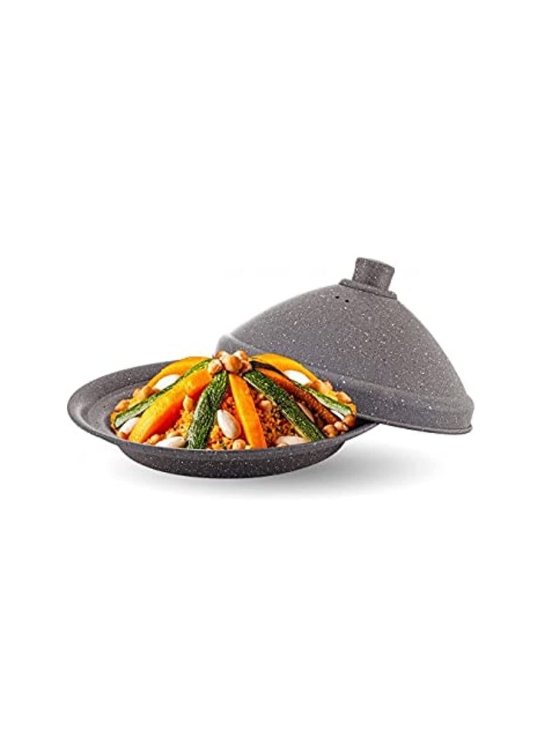 Hascevher Tajin Germanitium Pot Tajine 30 cm with Ceramic Cone-Shaped Lid Non-Stick Granite Pattern  - Image 3