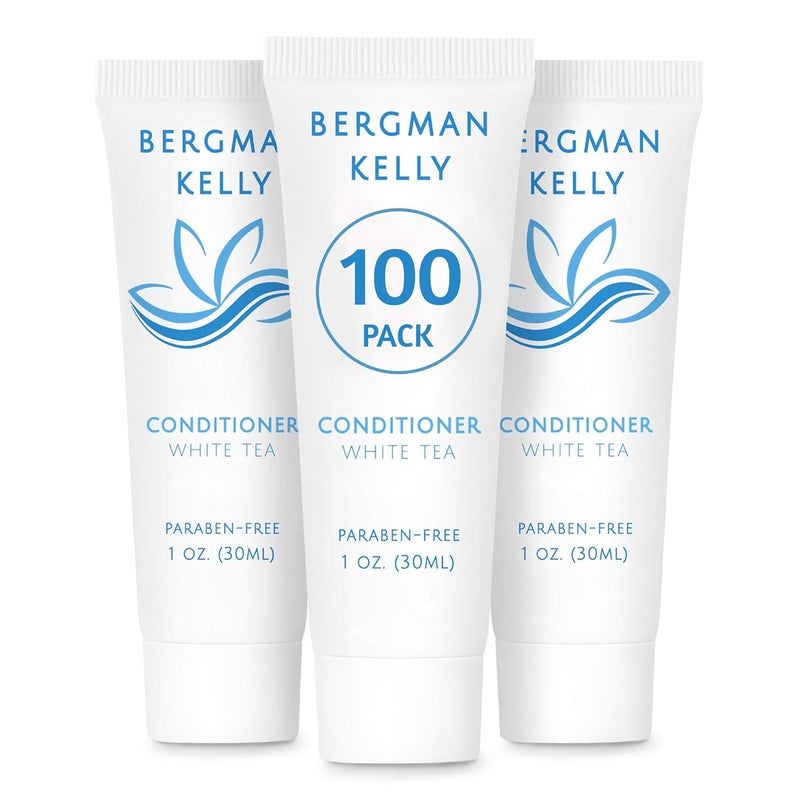 BERGMAN KELLY Hotel Conditioner 1 Fl Oz 100 PK White Tea Delight Your Guests with Revitalizing and Refreshing White Tea Travel Conditioner Quality Small Amenities Hotel Toiletries in Bulk