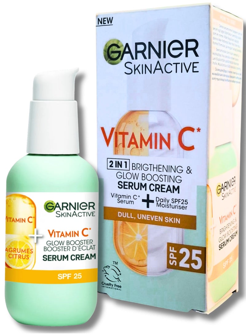 garnier Vitamin C* Brightening & Glow Booster Serum Cream SPF25 (50ml) - Image 1