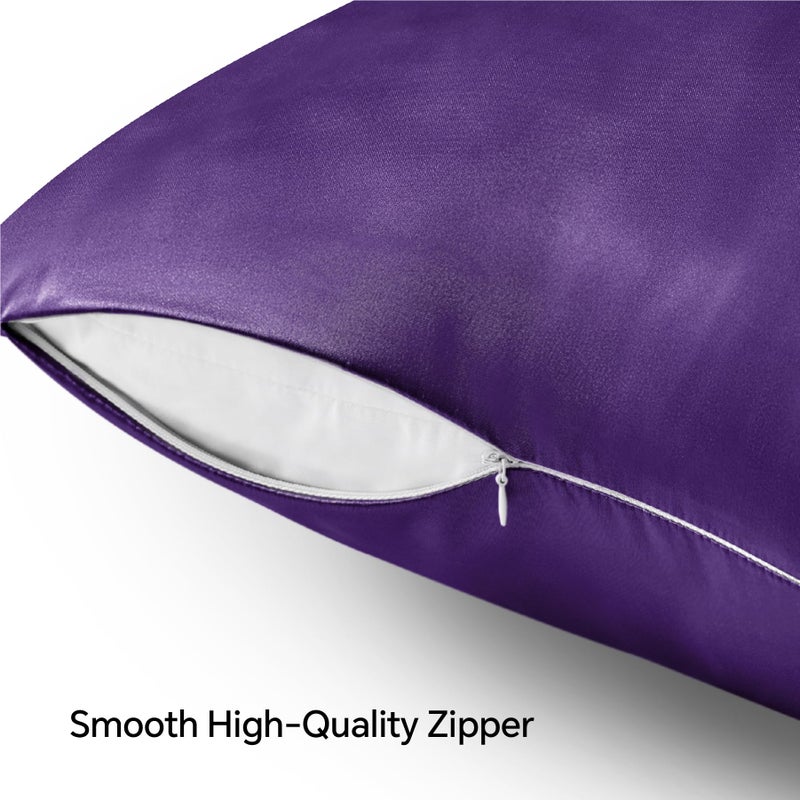 BEDELITE Satin Pillowcase with Zipper 2 Pack  Plum Purple Pillow Cases Standard Size  Super Soft and Cooling Similar to Silk Pillow Cases  Gift for Women Men(20x26 Inches) - Image 5