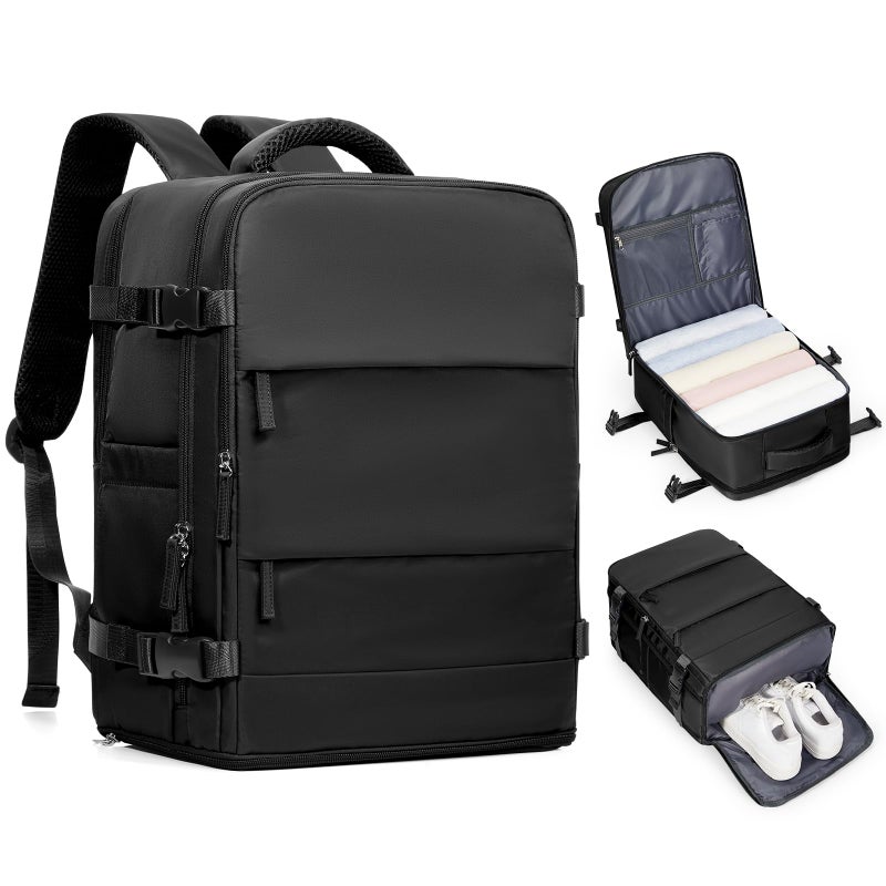 coofay Black Travel Backpack Carry on Flight Approved Mochila De Viaje Personal Item Backpack for Airlines Frontier Airlines Personal Item Bag Large Backpack for Travel Backpacks for Men Women - Image 2