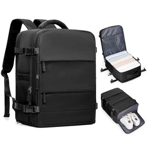 coofay Black Travel Backpack Carry on Flight Approved Mochila De Viaje Personal Item Backpack for Airlines Frontier Airlines Personal Item Bag Large Backpack for Travel Backpacks for Men Women - Image 1