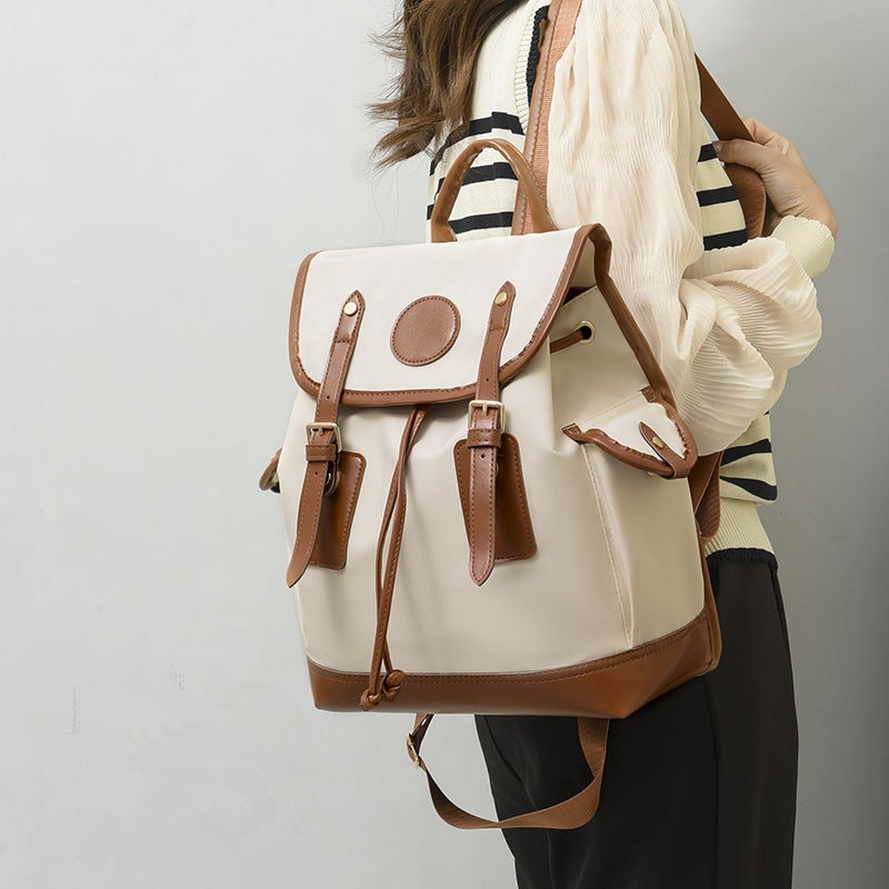 Women'S Backpack 2024 Fashionable Oxford Cloth Color Contrast Large Capacity Backpack Lightweight Simple Western Style All-Match Travel Bag - Image 4