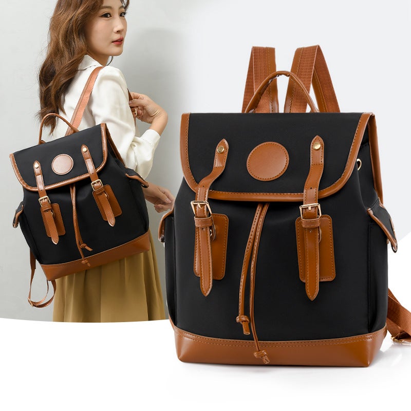 Women'S Backpack 2024 Fashionable Oxford Cloth Color Contrast Large Capacity Backpack Lightweight Simple Western Style All-Match Travel Bag - Image 2