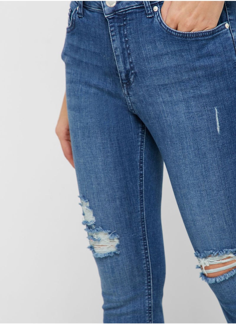 Miss Selfridge Petite - Lizzie Mid Rise Skinny Jeans - Image 1