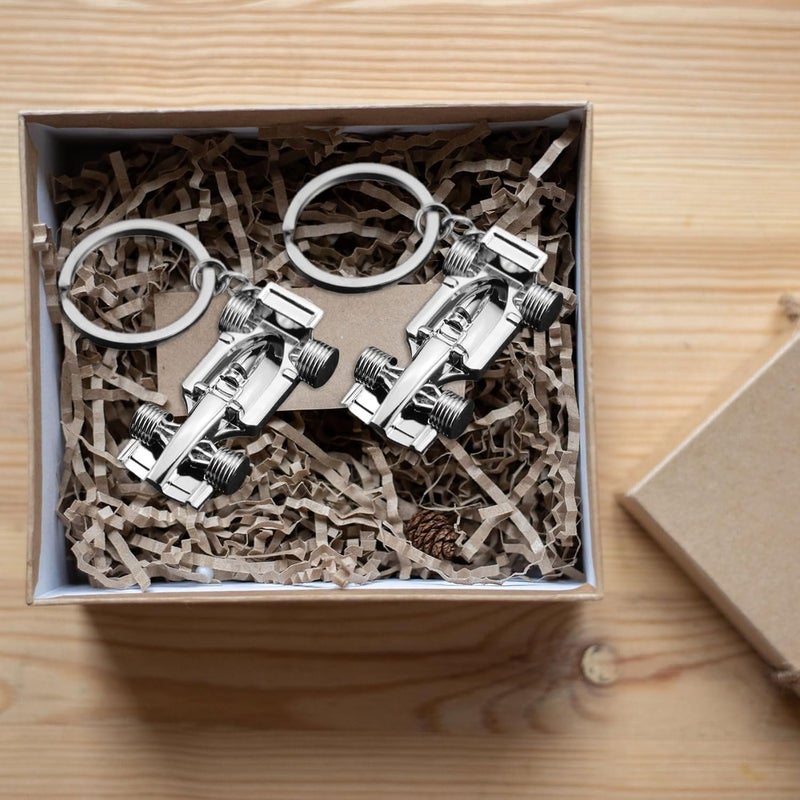 EUPSIIU 4Pcs Silver Racing Car Keyring - Creative Keychain for Car Enthusiasts - Image 3
