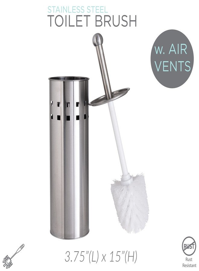 Bath Bliss Toilet Brush & Holder Set, Dimensions: 3.75" Rd x 15", Stainless Steel, Bathroom, Rust Resistant, Easy Storage, Easy Cleaning, Sliver, - Image 2