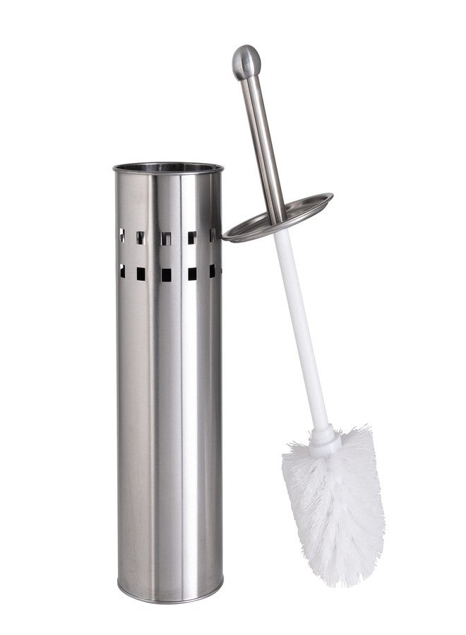 Bath Bliss Toilet Brush & Holder Set, Dimensions: 3.75" Rd x 15", Stainless Steel, Bathroom, Rust Resistant, Easy Storage, Easy Cleaning, Sliver, - Image 1