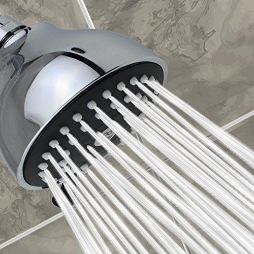 YOO.MEE High Pressure Fixed Shower Head - Strong Powerful Pressure Boosting against Low Flow Showers- 3 Function Wall Mount Rain Shower - Luxury Chrome - Image 3