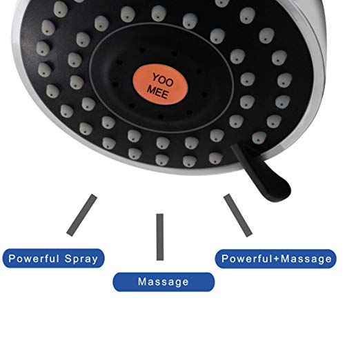YOO.MEE High Pressure Fixed Shower Head - Strong Powerful Pressure Boosting against Low Flow Showers- 3 Function Wall Mount Rain Shower - Luxury Chrome - Image 5