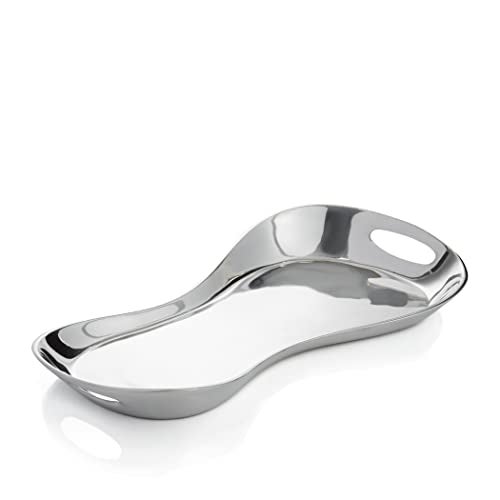 nambe Morphik Handled Tray | Large Serving Platter Can Be Heated or Chilled | Dish for Serving Food, Appetizers, Desert, Entertaining, Party | Made of Metal Alloy | 18” | Designed by Karim Rashid - Image 5