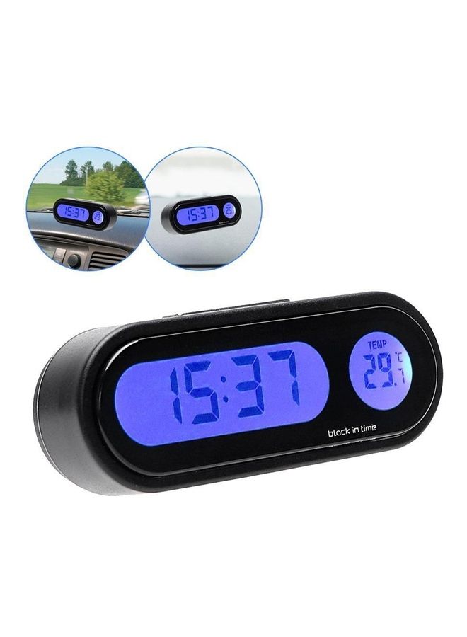 Car Mini Electronic Clock Time Watch Auto Dashboard Clocks Luminous Thermometer Black Digital Display Car Accessories - Image 1
