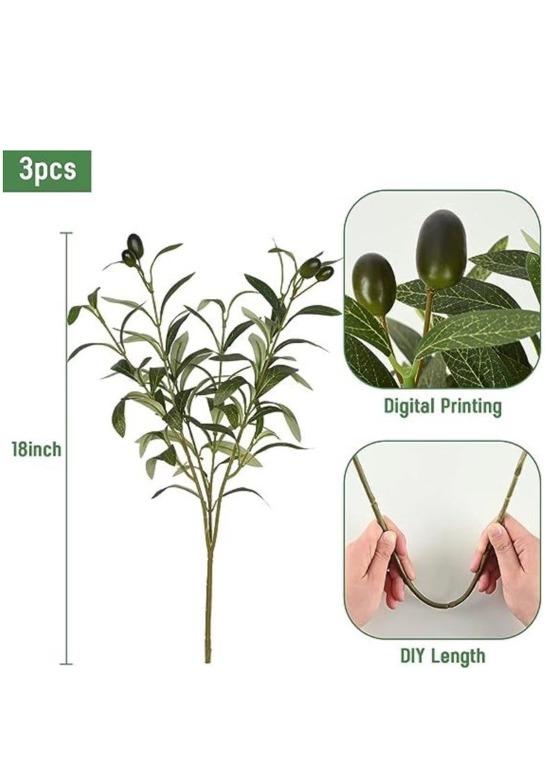 Generic - Faux Olive Branches with Realistic Olives for Vases, 3Pcs 48cm Artificial Greenery Stems for Indoor/Outdoor DIY Wreaths, Centerpieces, and Floral Arrangements. - Image 1