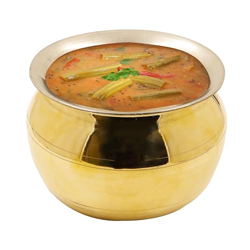 Putrika Brass Cooking Utensil Patile|Tope|Cookware|Tapeli|Peetal|Urli|Ponichatti|Thiruvaradhana Bowl |Tharpana Chatti|Abhisheka Pathram for Pooja|Puja - Gravy Pot (Large) - Image 5