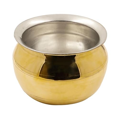 Putrika Brass Cooking Utensil Patile|Tope|Cookware|Tapeli|Peetal|Urli|Ponichatti|Thiruvaradhana Bowl |Tharpana Chatti|Abhisheka Pathram for Pooja|Puja - Gravy Pot (Large) - Image 2