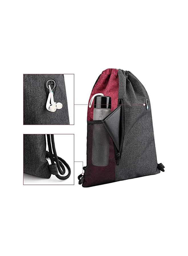 IAF Bag Drawstring Backpack,Waterproof Gym sack PE Bag with Zipper and Mesh Pockets,Best for Outdoor Sports,Yoga,Swimming - Image 2