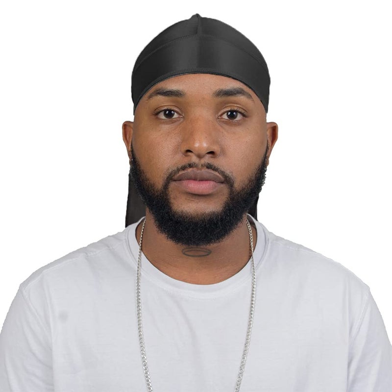 ForceWave Silky Durag for Men Wave Cap Satin Dorag for Men Women 360 Wave Black - Image 4