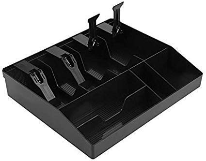 Homava Cash Register Box 4 Cash and 4 Coin Compartment, Cashier Coin Drawer Box,31.8 X 6 X 27.5 CM, Black - Image 3
