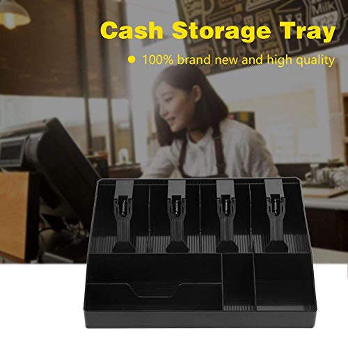 Homava Cash Register Box 4 Cash and 4 Coin Compartment, Cashier Coin Drawer Box,31.8 X 6 X 27.5 CM, Black - Image 5