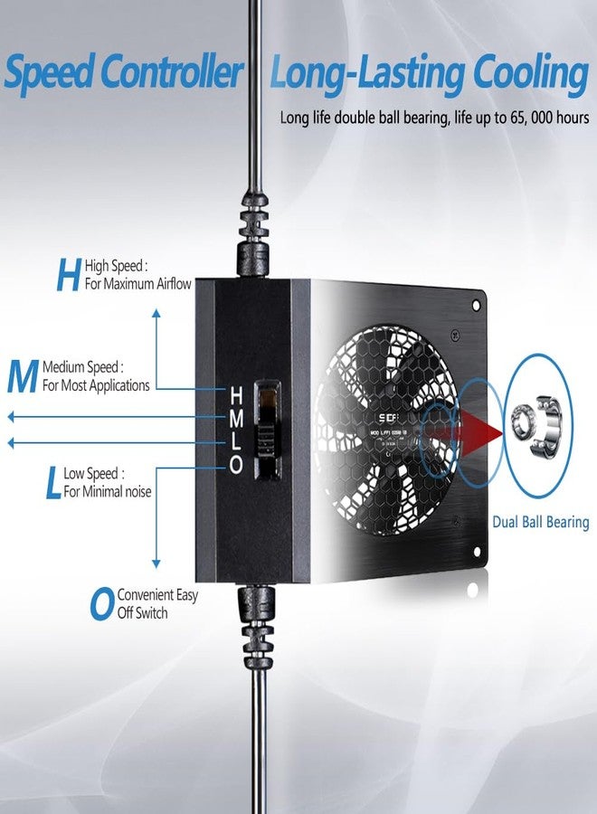 نظام مروحة تبريد هادئة بقطر 120 مم يعمل بمنفذ USB من SCCCF، مزود بتحكم ترموستات قابل للتعديل من 0 إلى 60 درجة مئوية، مناسب لخزائن المسرح المنزلي، وبيوت النباتات، وأماكن إيواء الحيوانات الأليفة. - Image 5