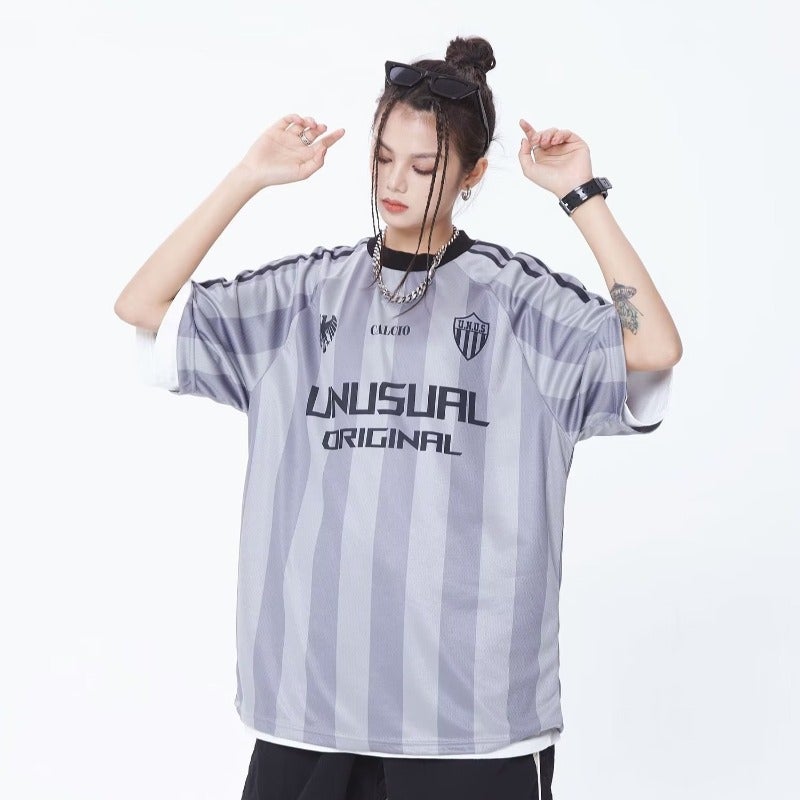 تي شيرت قصير الأكمام للزوجين الأمريكيين من علامة تجارية عصرية، قماش حرير مثلج، تصميم شبكي فضفاض، تي شيرت سريع الجفاف بأكمام نصفية للرجال، أبيض - Image 3