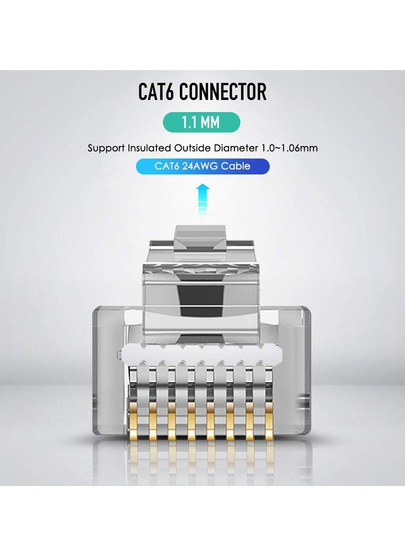 CMGTYYD RJ45 CAT5 CAT6 Pass Through Connectors - Pass Through Modular Plugs Gold Plated 3 Prong 8P8C Ethernet Ends for Solid Wire and Stranded Cable(50pcs)  - Image 5