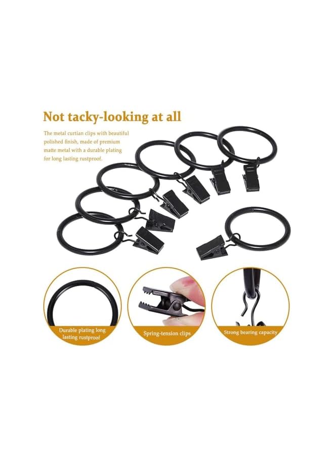 The Bros 40 Pcs Curtain Rings with Clip Hooks, Steel Curtain Rings, Curtain Clip Hooks, Decorative Rod Clips Hangers, 1.5 Inch Inside Diameter, Rustproof Vintage Black - Image 4
