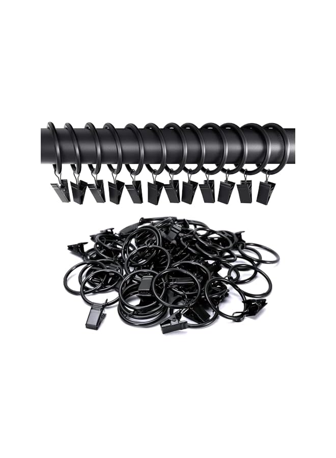 The Bros 40 Pcs Curtain Rings with Clip Hooks, Steel Curtain Rings, Curtain Clip Hooks, Decorative Rod Clips Hangers, 1.5 Inch Inside Diameter, Rustproof Vintage Black - Image 3