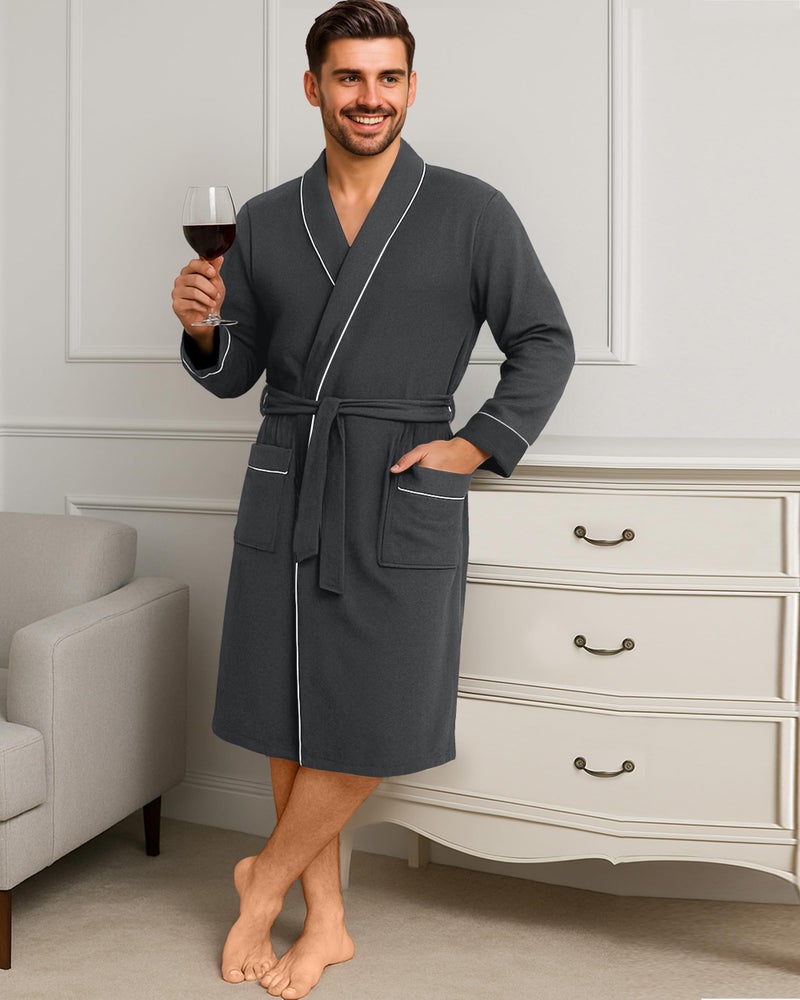 NY Threads روب قطن مختلط للرجال من NY Threads، متوسط، رمادي داكن هيثر - Image 5
