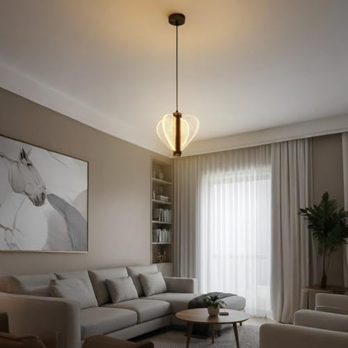 Lamp Master Heart Wing Modern LED Pendant Light | Luxury Heart Wing Design Ceiling Hanging Lamp | 3 Color Modes | Black & Gold Finish Decorative Light for Living Room, Bedroom, Dining Room, Restaurant - Image 2