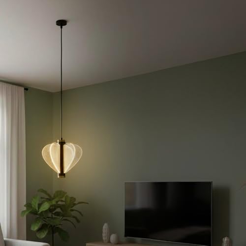Lamp Master Heart Wing Modern LED Pendant Light | Luxury Heart Wing Design Ceiling Hanging Lamp | 3 Color Modes | Black & Gold Finish Decorative Light for Living Room, Bedroom, Dining Room, Restaurant - Image 3