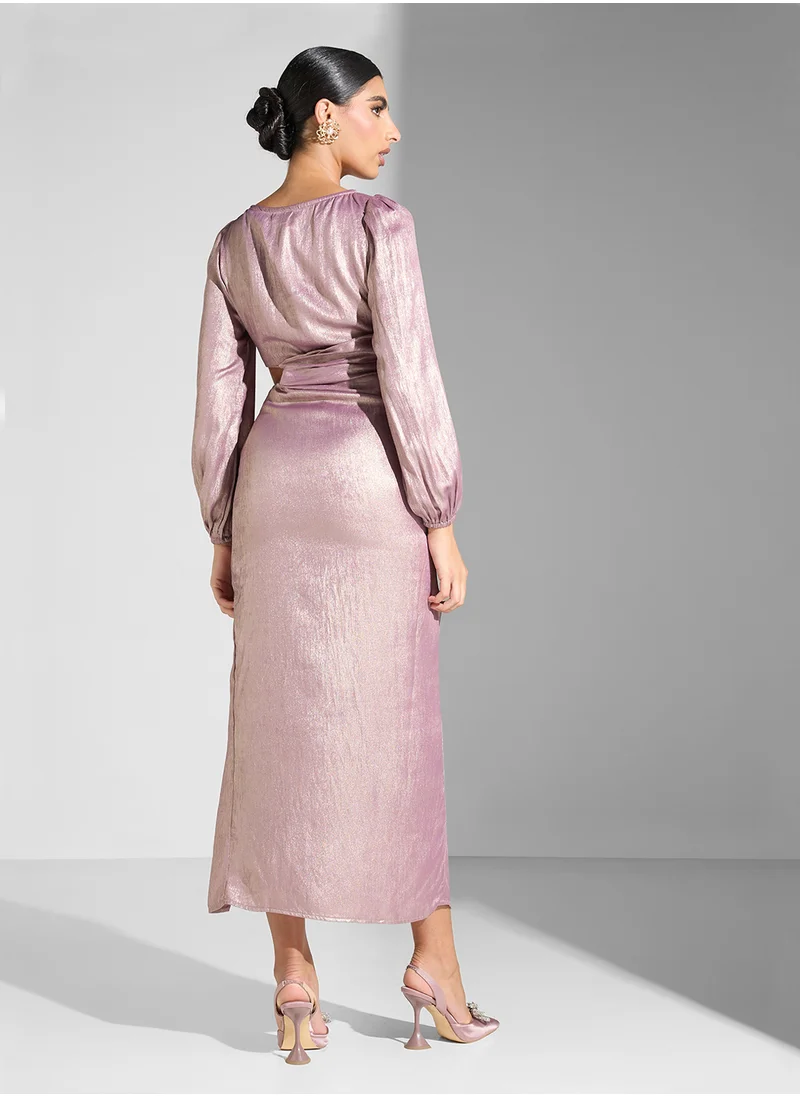 جولدن ابل Long Sleeves With Slit Dress