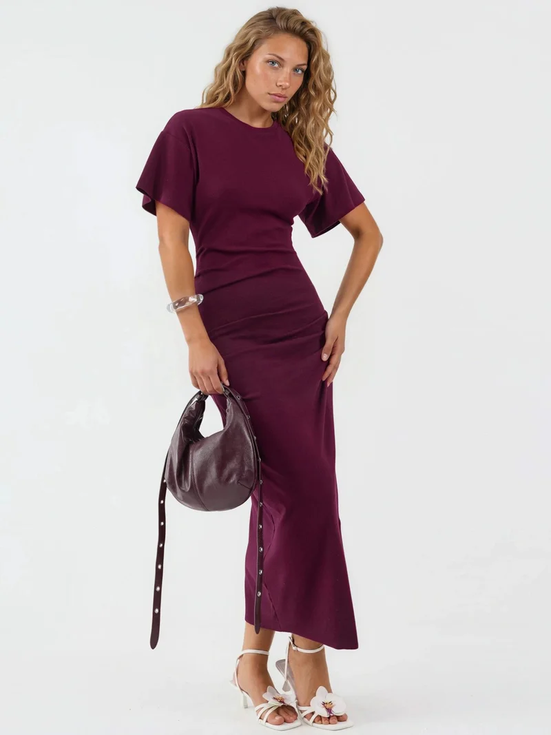Busem BUSEM Solid Crew Neck Bodycon Midi Dress