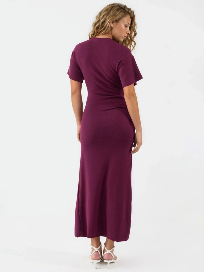 BUSEM Solid Crew Neck Bodycon Midi Dress - Image 3