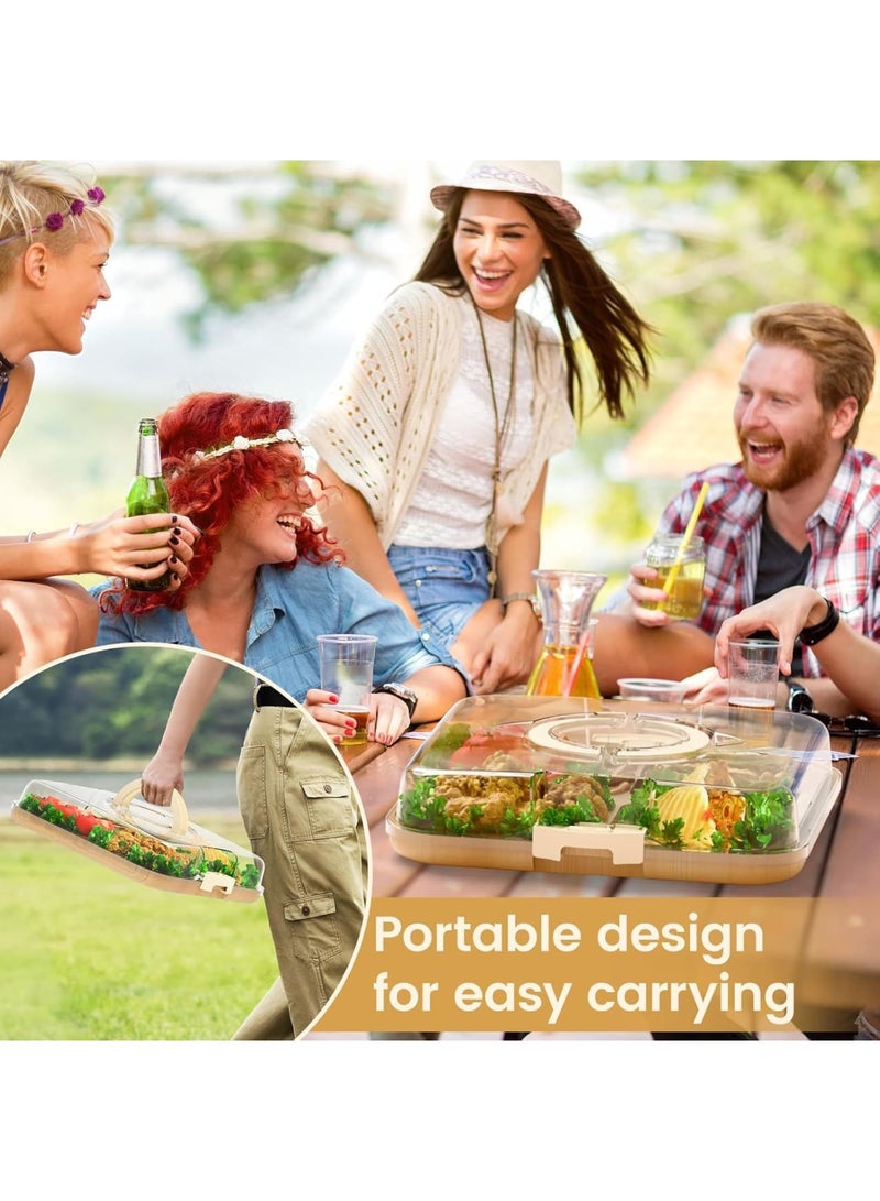 Barakah Charcuterie Board with Lid, Portable Cheese Board and Snack Tray with Clear Cover for Travel Kitchen Use, 4 Compartment Food Storage Cutting Board for Parties Housewarming Gifts for Women, White - Image 4