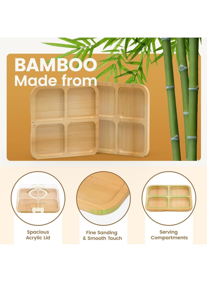 Barakah Charcuterie Board with Lid, Portable Cheese Board and Snack Tray with Clear Cover for Travel Kitchen Use, 4 Compartment Food Storage Cutting Board for Parties Housewarming Gifts for Women, White - Image 3