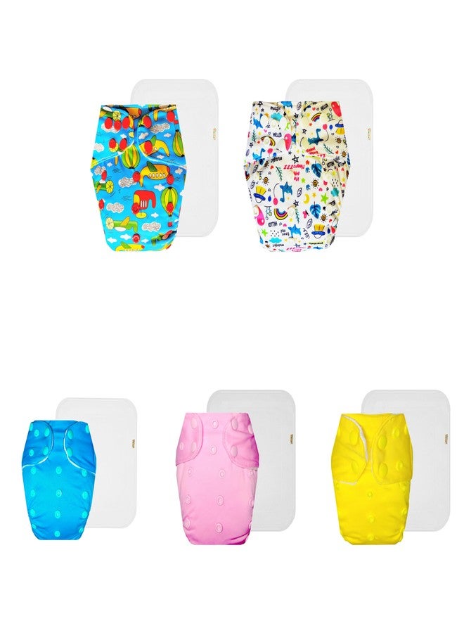حفاضات قماشية فاخرة من دمبلدو مع حشوة قطنية (عبوة من 5) | ناعمة ولطيفة | قابلة لإعادة الاستخدام والغسل | سريعة الجفاف | مثالية للأطفال الصغار | من 3 أشهر إلى 3 سنوات | للجنسين - Image 1