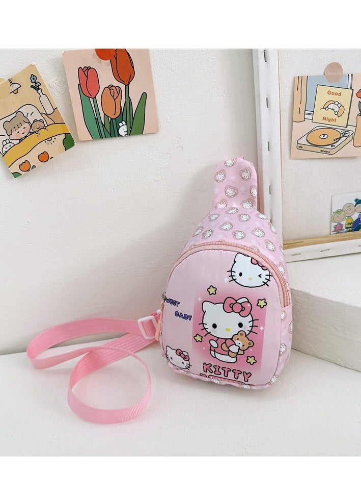 Sanrio Pink Hello Kitty Pattern Kids' Breathable, Sweat-Proof & Anti-Theft Crossbody Bag - Lightweight Sport Chest Bag with Cartoon Print, Mini Waist Pack for Elementary Students - Image 1