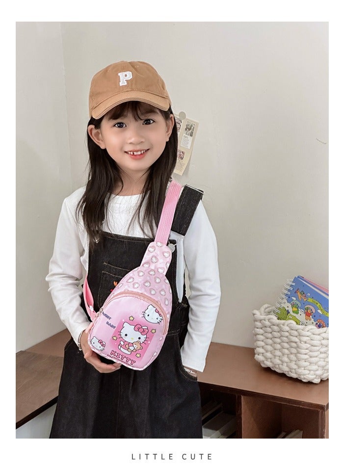 Sanrio Pink Hello Kitty Pattern Kids' Breathable, Sweat-Proof & Anti-Theft Crossbody Bag - Lightweight Sport Chest Bag with Cartoon Print, Mini Waist Pack for Elementary Students - Image 2